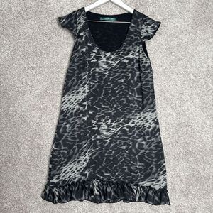 Luigi‎ Bertolli womens Silky dress size 8 Cheetah Ruffle Bottom